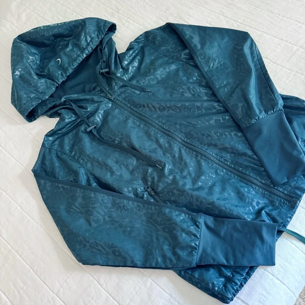 Zyia Active Greed‎ Leopard Hooded Bomber Windbreaker Jacket Women's SMALL